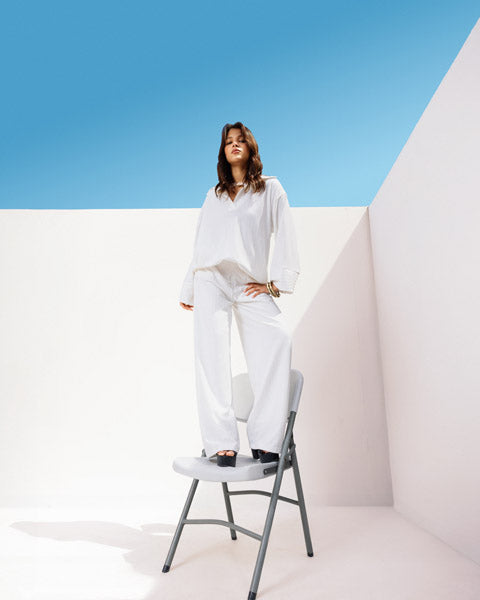 Refined Relax Ribbed Pants WHITE