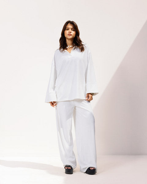 Refined Relax Ribbed Pants WHITE