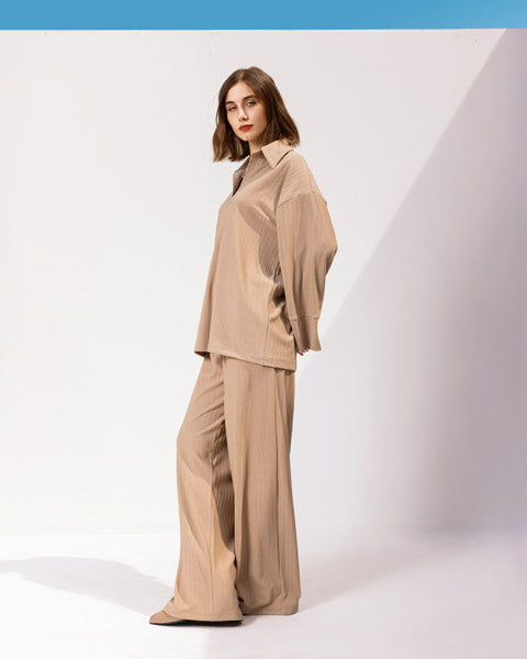 Refined Relax Ribbed Pants BEIGE
