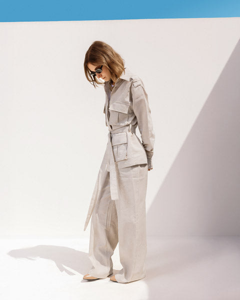 Belted Linen Top BAIGE