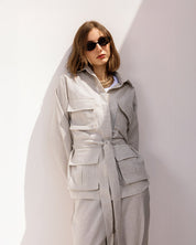 Belted Linen Top BAIGE
