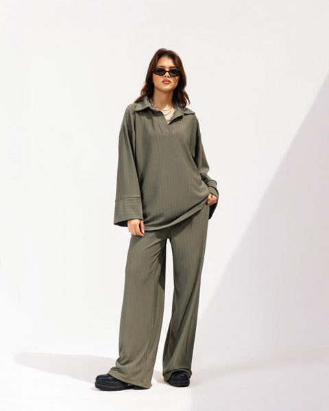 Refined Relax Ribbed Pants OLIVE