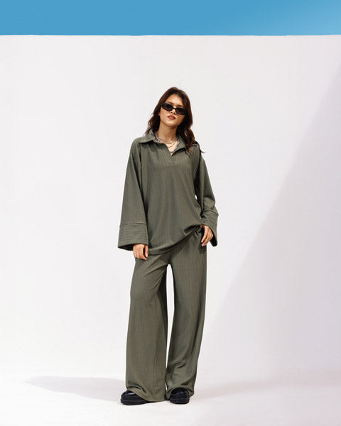 Refined Relax Ribbed Pants OLIVE