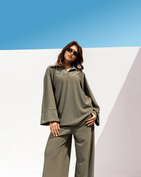 Refined Relax Ribbed Pants OLIVE