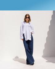 Loose Fitting  V-Cut  Top WHITE