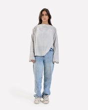 Linen Loose Fitting Stripped Top GRAY