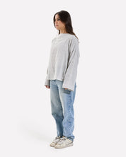 Linen Loose Fitting Stripped Top GRAY