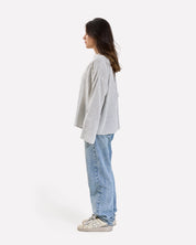 Linen Loose Fitting Stripped Top GRAY