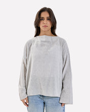 Linen Loose Fitting Stripped Top GRAY