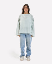 Linen Loose Fitting Stripped Top MINTGREEN