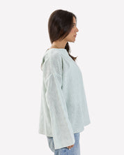 Linen Loose Fitting Stripped Top MINTGREEN