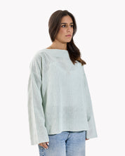 Linen Loose Fitting Stripped Top MINTGREEN