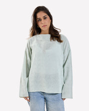 Linen Loose Fitting Stripped Top MINTGREEN