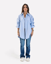 Stripped Oversized Oxford Shirt BABYBLUE-WHITE