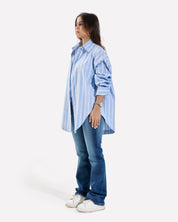 Stripped Oversized Oxford Shirt BABYBLUE-WHITE