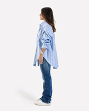 Stripped Oversized Oxford Shirt BABYBLUE-WHITE