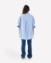 Stripped Oversized Oxford Shirt BABYBLUE-WHITE