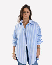 Stripped Oversized Oxford Shirt BABYBLUE-WHITE