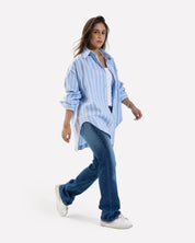Stripped Oversized Oxford Shirt BABYBLUE-WHITE