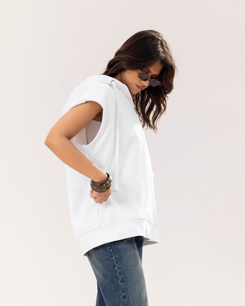 Luxe Milton Long Vest WHITE