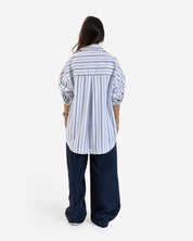 Stripped Oversized Oxford Shirt WHITE-DARKBLUE