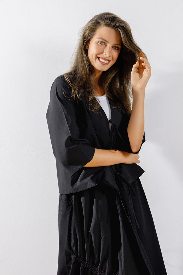 SHP Breezy Poplin Summer Blouse  - Black