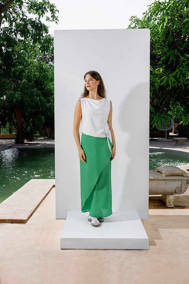 SKIRT LK LINEN GREEN