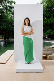 SKIRT LK LINEN GREEN