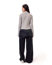 Wide-leg jeans with a skirt - BLACK