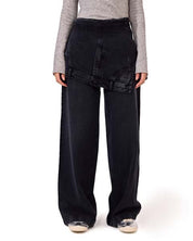 Wide-leg jeans with a skirt - BLACK