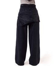 Wide-leg jeans with a skirt - BLACK