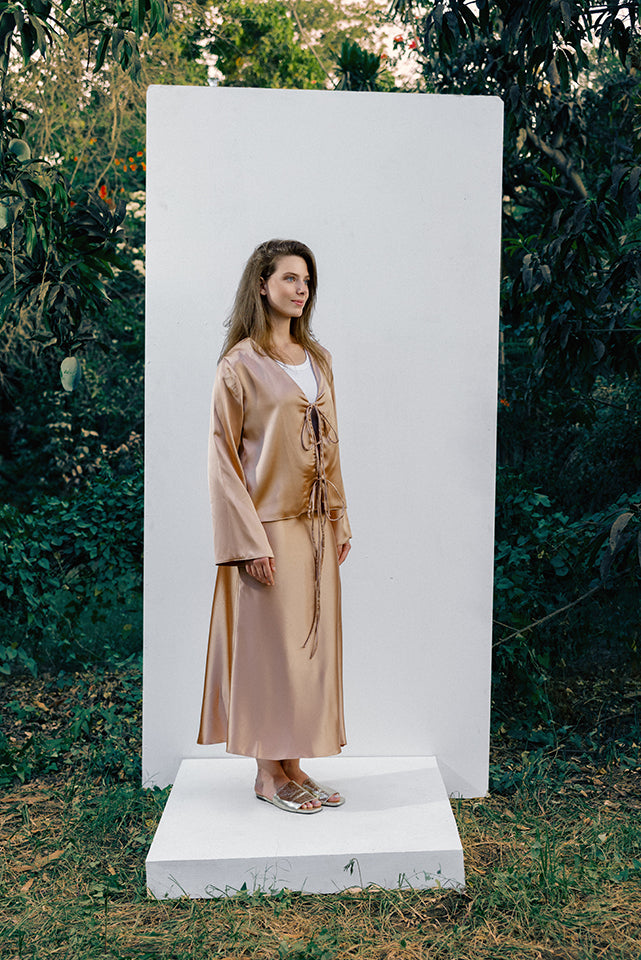 Flattering Satin Midi Skirt -Kashmere