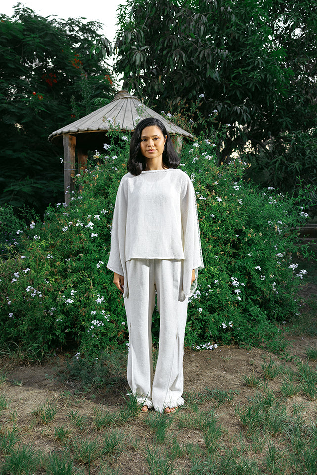 Wide-Leg Linen Pants- OFF WHITE
