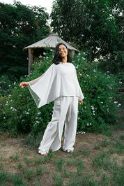 Wide-Leg Linen Pants- OFF WHITE