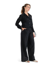 Flowing Wide-Leg Pants- BLACK