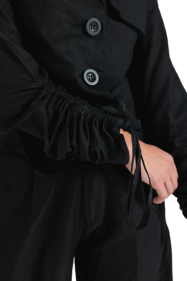 Cropped Utility Shirt- BLACK