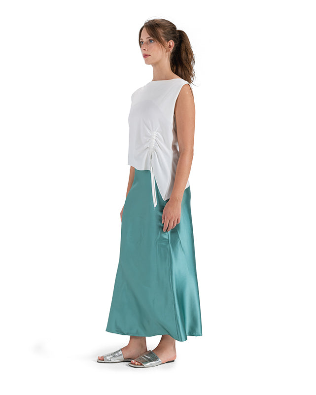 Flattering Satin Midi Skirt  - Mint Green