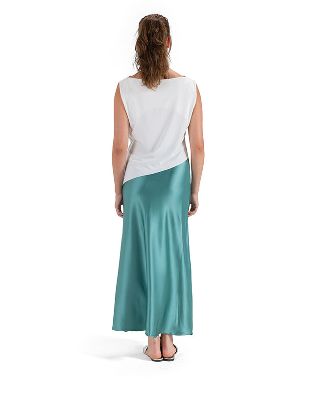 Flattering Satin Midi Skirt  - Mint Green