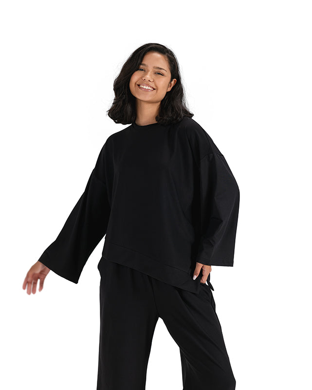 Oversized Sleeved Top - Black
