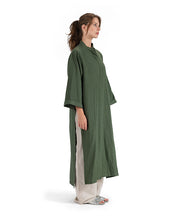 Crinkle Linen Long Shirt - Olive