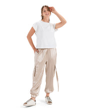 satin cargo pants- CAFE