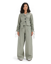 Flowing Wide-Leg Pants- OLIVE