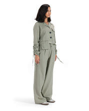 Flowing Wide-Leg Pants- OLIVE