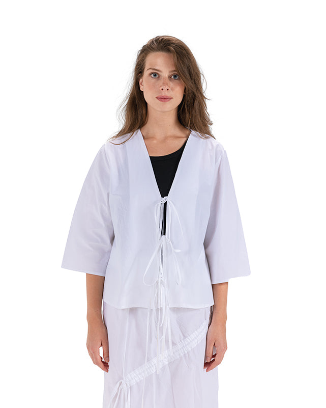 Breezy Poplin Summer Blouse- WHITE