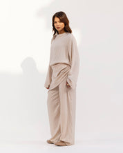 Luxe Satin Drape Top BIEGE