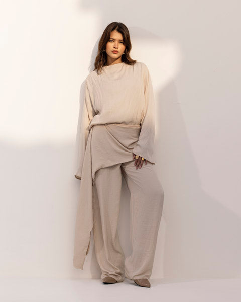 Luxe Satin Drape Top BIEGE