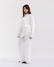 Opulent Satin Wide-Leg Pants WHITE