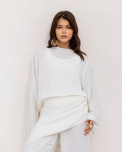 Luxe Satin Drape Top WHITE
