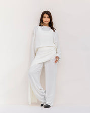 Opulent Satin Wide-Leg Pants WHITE