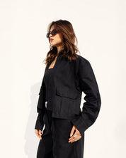 Linen Essentials Top BLACK